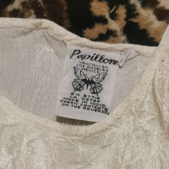 SOLD 90s Slinky White Shimmer Lace Maxi Dress Cottagecore Coquette Papillon - Picture 5 of 9